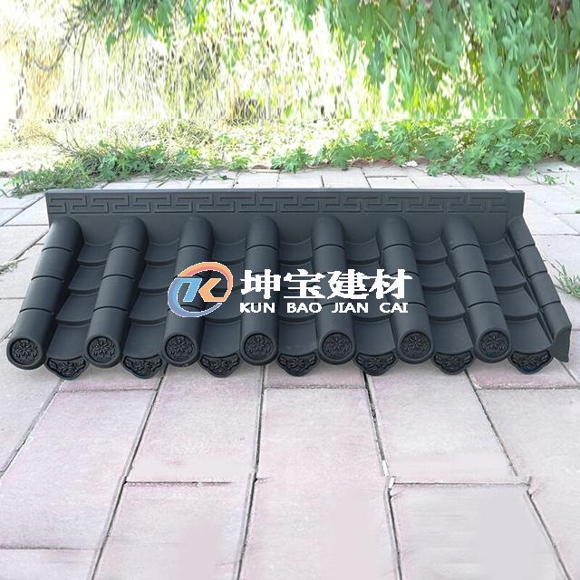 樹(shù)脂瓦仿古一體屋檐瓦塑料瓦中式pvc仿古門頭屋檐塑料圍墻裝飾瓦