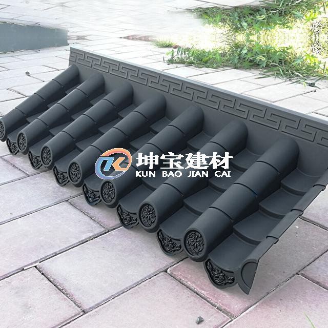 樹(shù)脂瓦仿古一體屋檐瓦塑料瓦中式pvc仿古門頭屋檐塑料圍墻裝飾瓦